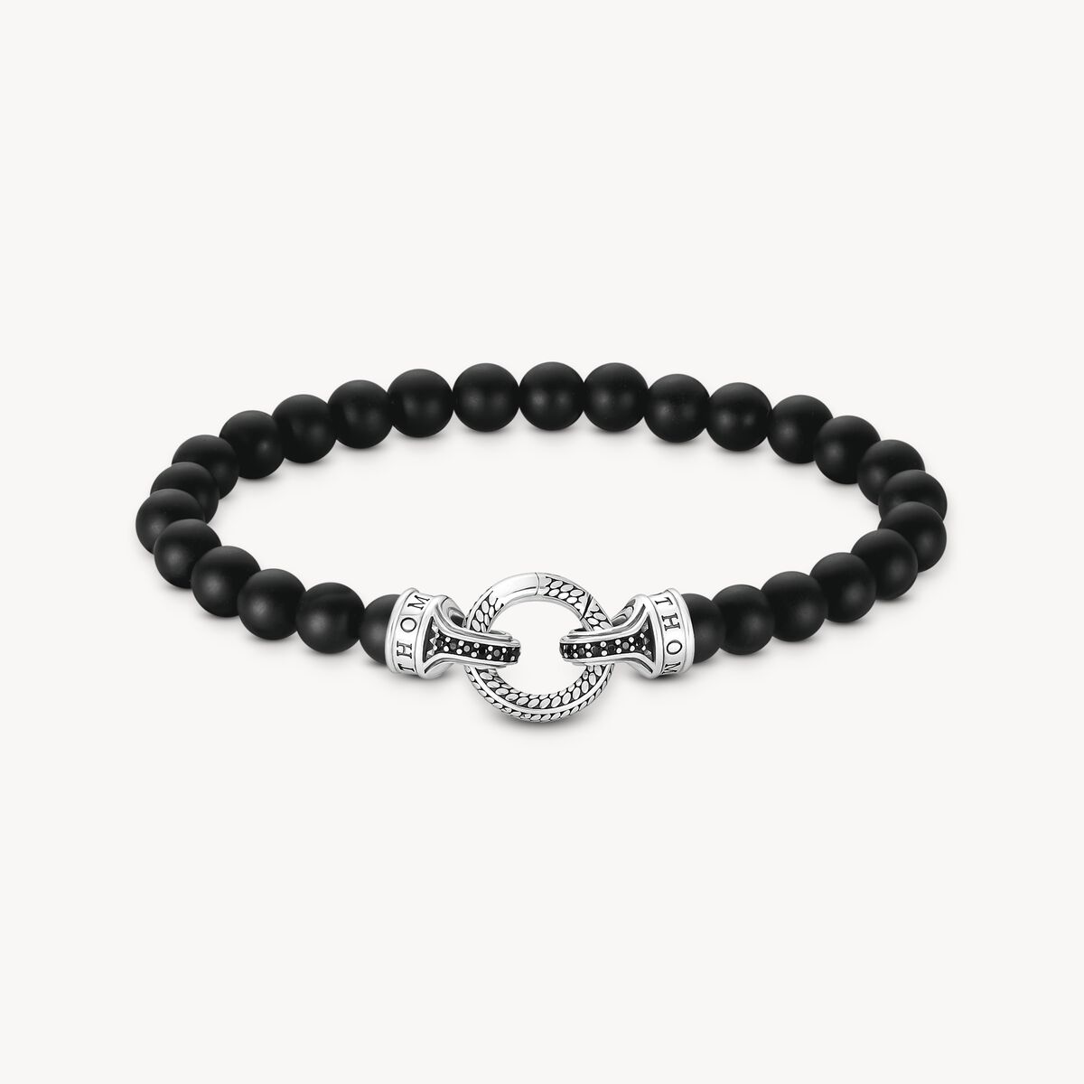 Pulsera obsidiana beads plata