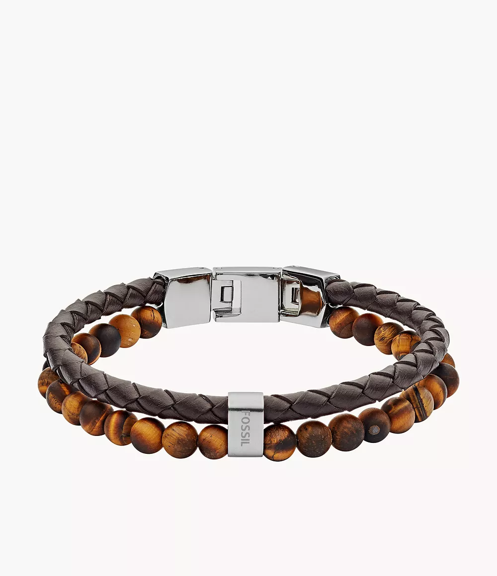 Pulsera de ojo de tigre de piel marrón